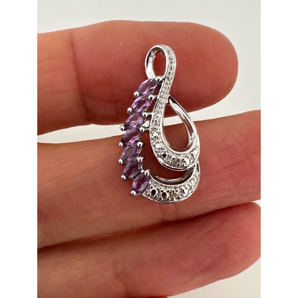 Ross Simmons Sterling Silver Pendant Amethyst 925 Charm Swirl Stunning